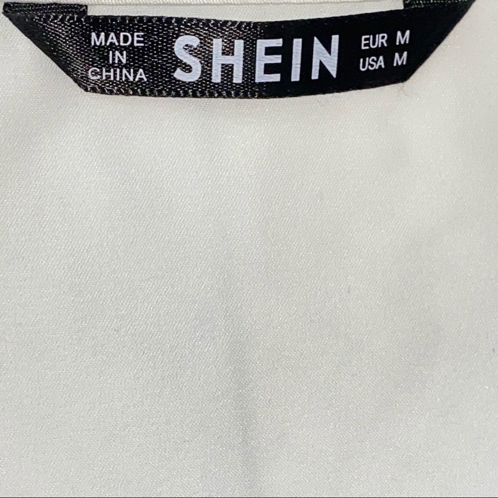 SHEIN Floral Crop Top White Purple Medium - Picture 5 of 5